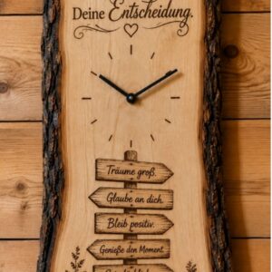 Wanduhr «Dein Weg»  Handgefertigtes Unikat aus Holz vom Ursprung der Emme