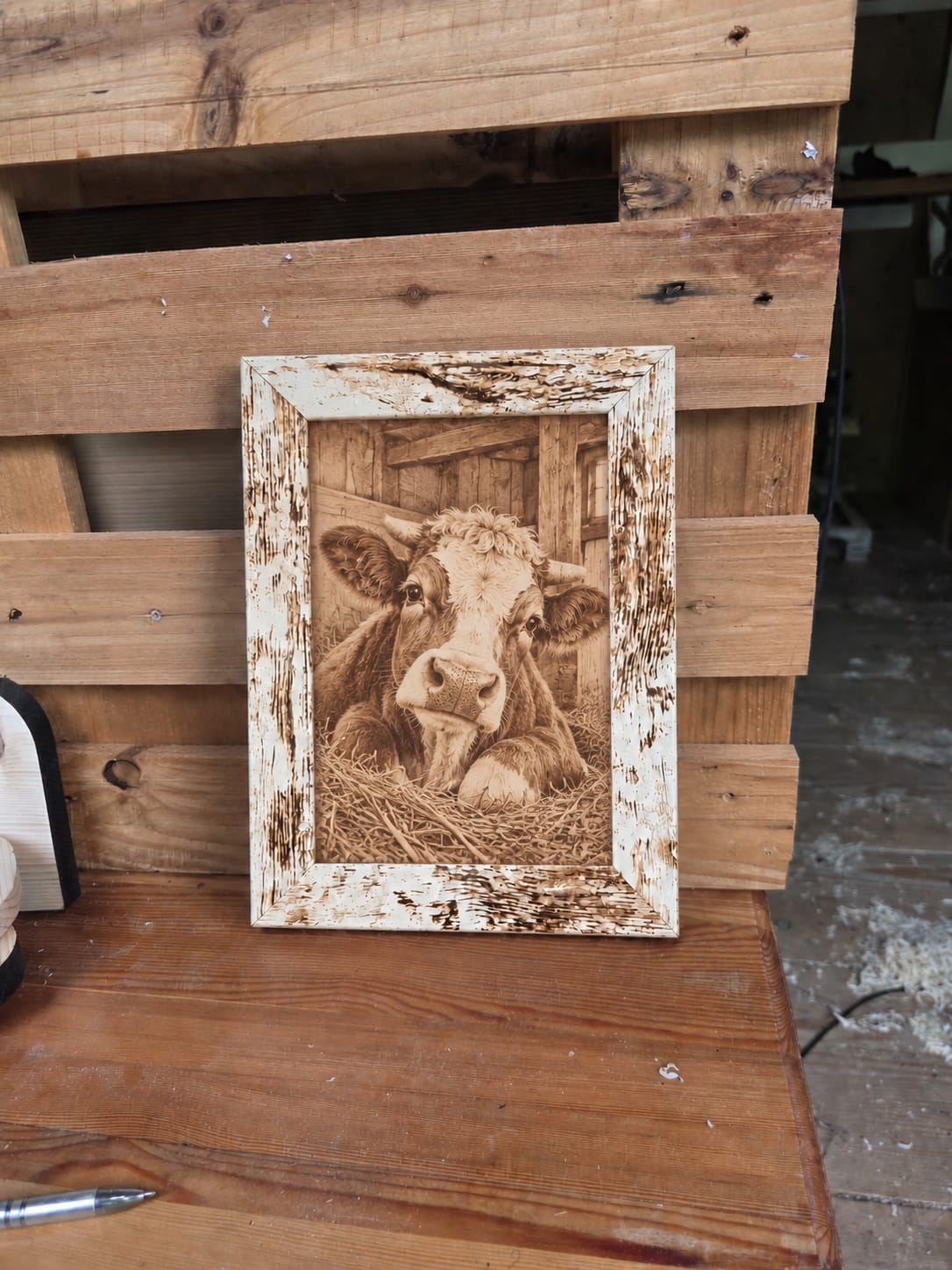 Holzbild Kalb