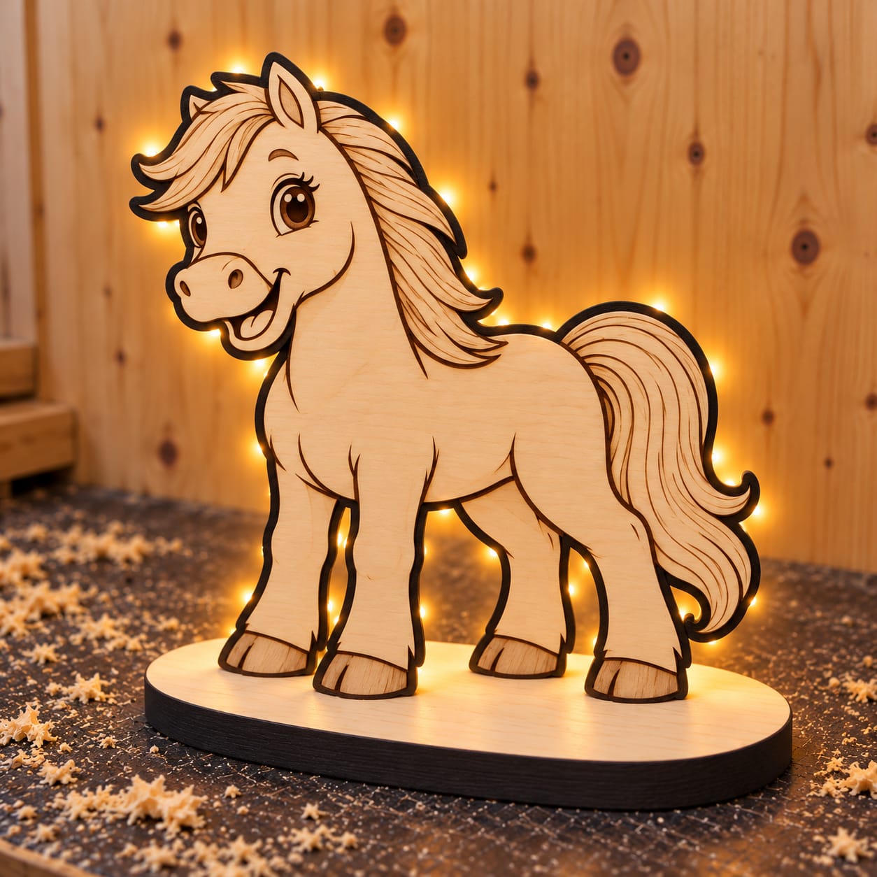 Holzlampe Pony