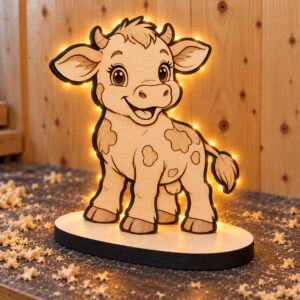 Holzlampe Kuh