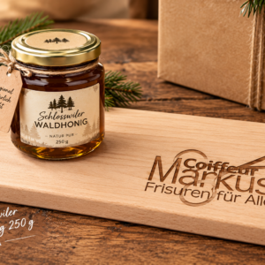Holzschneidebrett mit Schlosswiler Waldhonig